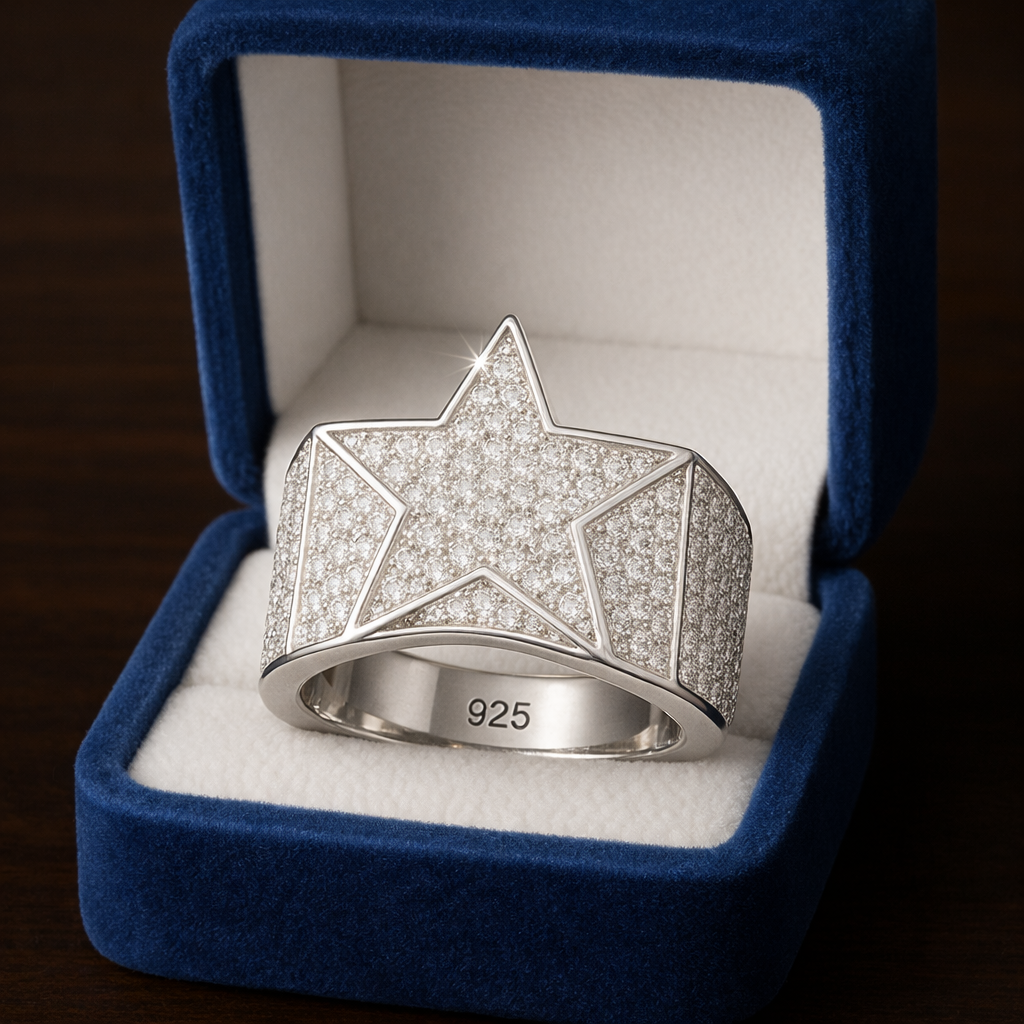 925 Sterling Silver Moissanite Super Star Ring