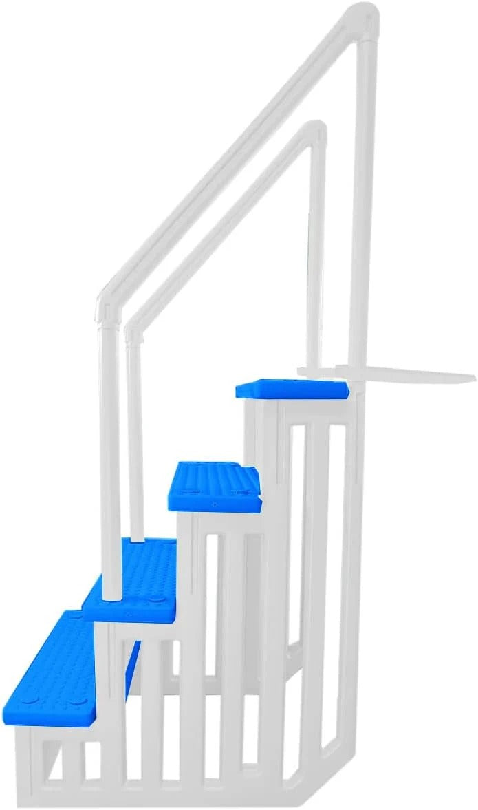 Non-slip pool entrance steps | Gray | Suitable for above-ground pools | Can be installed on patios with a height of 122 to 137 cm | Maximum load capacity 136 kg